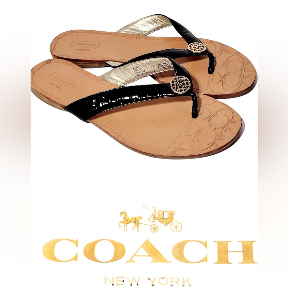Coach Black and Tan Women's Sandals - Picture 1 of 5